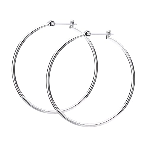 LOKUMI Resin Post Hoop Earrings | Hypoallergenic & Nickel-Free | Made in Japan | Available in 6 sizes and 3 finishes: Silver, 24K Gold, and Pink Gold - color: 40mm silver plated
