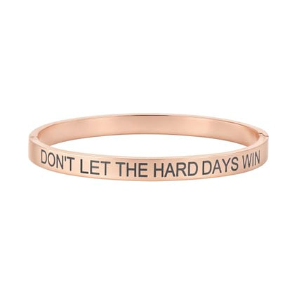 Inspirational Christian Bracelet for Women, Oval Engraved Bible Verse Love Bangle Cuff, Faith Scripture Jewelry, Religious Encouragement Gift for Mom Daughter Sister Friend - color: DON'T LET THE HARD DAYS WIN-Oval Bangle Rose Gold