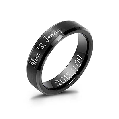 LerchPhi Engraved Custom Tungsten Rings For Men Wedding Band Personalized Titanium Promise Ring for Him Black/Red/Green/Purple/Blue Beveled Edge Szie 6 to 16 - color: Custom - 6MM Tungsten