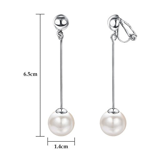 Yoursf Gold Pearl Dangle Clip On Earrings For Women Hypoallergenic White Pearl Drop Earrings 18K Gold Plated Non Pierced Ears Pearl Drop Earrings Fashion Jewelry - style: Ivory Pearl Clip Earrings