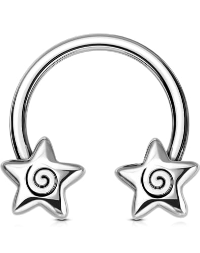 OUFER Septum Rings 16g Septum Jewelry Star Daith Earrings Gothic Tragus Helix Piercing Jewelry for Women Men - color: Steel