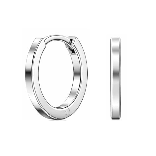 LeCalla 925 Sterling Silver Small Huggie Hoop Earrings for Women | Rhodium-Plated Lightweight Classic Hoop Earrings for Women 15MM