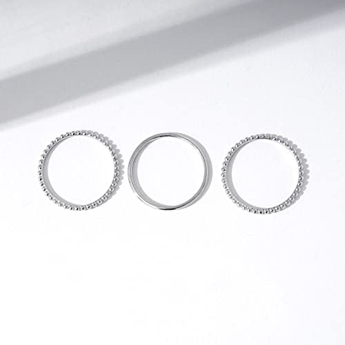 Amazon Essentials 14K Gold or Rhodium Plated Sterling Silver Stacking Ring Set of 3 - color: Rhodium, size: 10