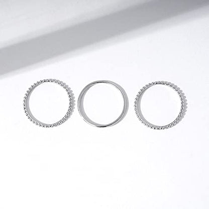Amazon Essentials 14K Gold or Rhodium Plated Sterling Silver Stacking Ring Set of 3 - color: Rhodium, size: 8