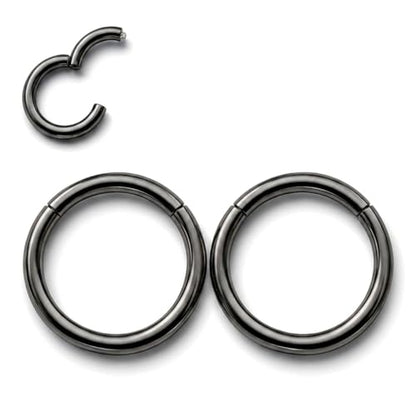 AMASIS Nose Rings and Nose Studs Set, Stainless Steel Hinged Nose Hoops and CZ Studs, Select Sizes and Styles for Nostril Septum Cartilage Piercing Jewelry - color: Black, size: 2-Piece Hoops,16Gauge,12mm