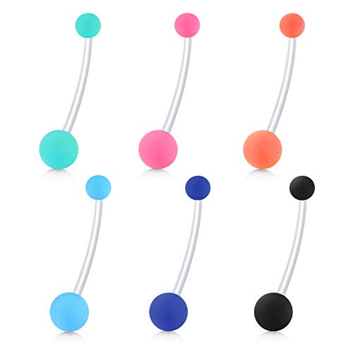 D.Bella 14G Pregnancy Belly Button Rings with Replacement Balls Flexible Bioplast Sport Maternity Belly Ring Retainer for Women Navel Piercing Retainer 1 1/2Inch (38mm) - color: Style H