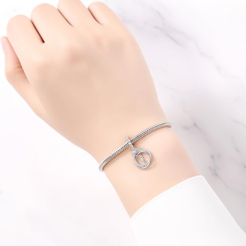 925 Sterling Silver Charms for Bracelets and Necklace Religious Cross Pendants Praying Hands, Bible, Virgin Mary, Jesus, Church Bead Jewelry - color: Annular Cross Charms