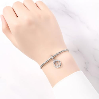 925 Sterling Silver Charms for Bracelets and Necklace Religious Cross Pendants Praying Hands, Bible, Virgin Mary, Jesus, Church Bead Jewelry - color: Annular Cross Charms
