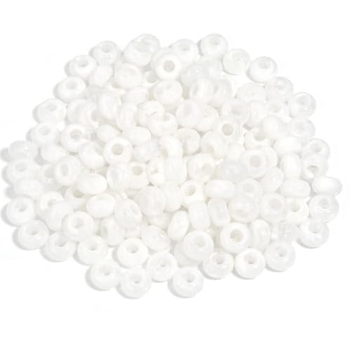 150PCS 14x8mm Cloudy White Acrylic European Large Hole Rondelle Spacer Beads with Storage Box, Loose Beads for Bracelet Necklace Earring Hair DIY Jewelry Making - color: Cloudy White