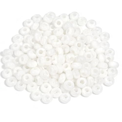 150PCS 14x8mm Cloudy White Acrylic European Large Hole Rondelle Spacer Beads with Storage Box, Loose Beads for Bracelet Necklace Earring Hair DIY Jewelry Making - color: Cloudy White