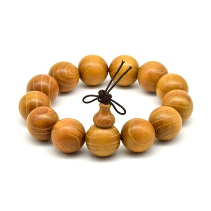 Zen Dear Natural Golden Sandalwood Mexican Bocote Mala Prayer Bead Bracelet Link Wrist Necklace Mala Beads - style: 18mm 13 beads