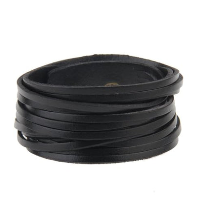 JAOYU Punk Leather Cuff Bracelet Goth Leather Wristband Rock Bracelet Biker Bracelet for Men Leather Armband Black Handmade Jewelry - color: Leather Snap Band