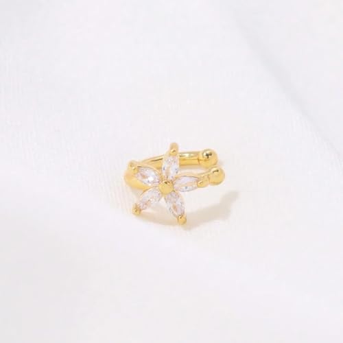 Flower Ear Cuff Set for Women Non Piercing Cartilage Earrings Clip On Wrap Cuffs Stackable Jewelry Gifts - color: A1: gold flower ear cuff