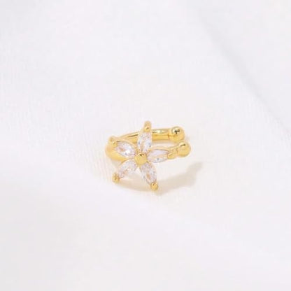 Flower Ear Cuff Set for Women Non Piercing Cartilage Earrings Clip On Wrap Cuffs Stackable Jewelry Gifts - color: A1: gold flower ear cuff