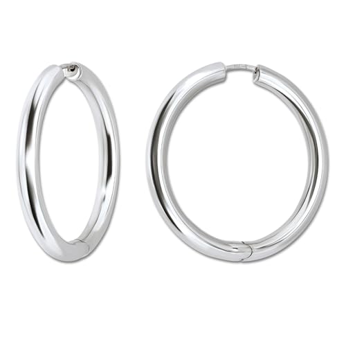 18K Gold Plated Sterling Silver Earrings for Women – Pure & Polished, Twist, Square, Hinged Tube, Abstract & Heart Shape Hoops – Lightweight, Hypoallergenic, Non-Tarnish Jewelry (Sizes: 3x35mm-46x30mm) - color: Silver, size: Hinged Tube (5x45mm)