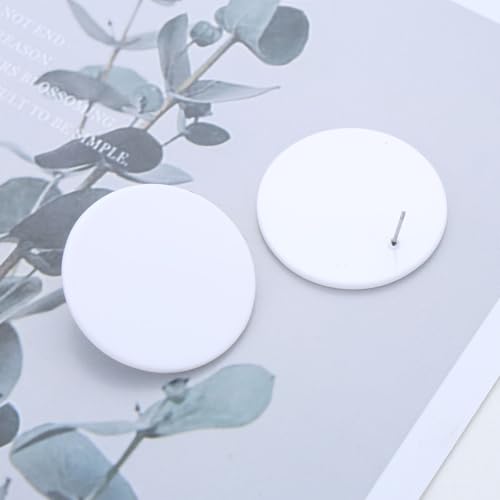 Acrylic Large Round Earrings Tortoise Shell Resin Big Circle Earrings Brown Acrylic Leopard Studs Large Round Disc Studs Jewelry for Women - color: White