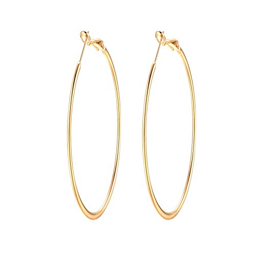 90mm(3.5'') Large Circle Endless Hoop Earrings Extra Big Round Huggie Hoops Statement Earring Minimalist Hooped Christmas Jewelry for Women - color: Gold