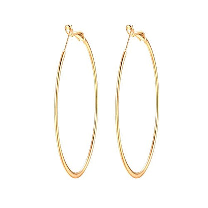 90mm(3.5'') Large Circle Endless Hoop Earrings Extra Big Round Huggie Hoops Statement Earring Minimalist Hooped Christmas Jewelry for Women - color: Gold