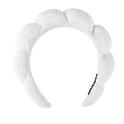 Spa Headbands for Washing Face Makeup Skin Care Headband Women Bubble Facial Beauty Headbands Puffy Shower Towel Band Hair Headband - color: White