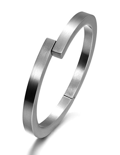 Silver Men's Cuff Bracelets, Black Magnetic Clasps Bangle Bracelet for Men,14K Gold Stainless Steel Metal Cool Antique Retro Open Bracelet for Father Dad Papa, 6.5"-8.0" Inner Circ. - color: 8.0" Inner Circ.&Silver