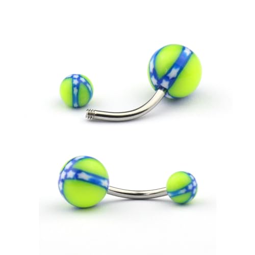 FORUBUS Colorful Tongue Rings Nipple Rings for Women Body Piercing Jewelry 14G 16mm Pierced Barbells Body Jewelry 50Pcs/30Pcs/20Pcs Pack - color: D-10pcs