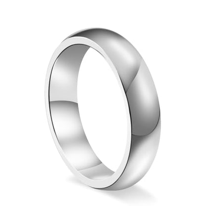 CCBFY 2 MM 4 MM Stainless Steel Ring Jewel Roman Numerals Stackable High Polish Plain Dome Tarnish Resistant Comfort Fit Ring Wedding Band Size 3-15 - color: 5mm - Silver
