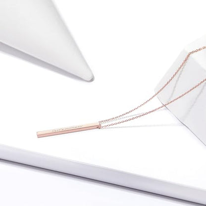 ChicSilver Customizable Vertical Bar Pendant Necklace 925 Sterling Silver Y Necklace Simple Fashion Jewelry Gifts for Women - style: C. 2mm Vertical Bar-Rose Gold Engraving