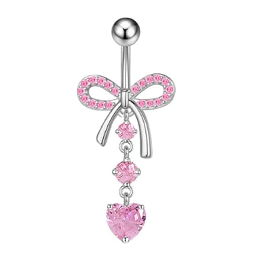 COLORFUL BLING 14G Dangle Butterfly Belly Button Rings,Stainless Steel Belly Rings,925 Sterling Silver CZ Opal Belly Body Piercing Jewelry for Women - color: I