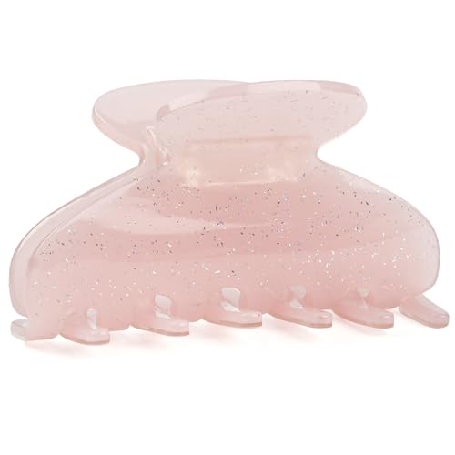 MAORULU Medium Cute Acetate Hair Claw Clips for Women Girls, 3 Inch Cherry Red Claw Clips for Thin & Medium Thick Hair, Durable French Banana Clip with Gift Box (Glitter Pink) - color: Glitter Pink