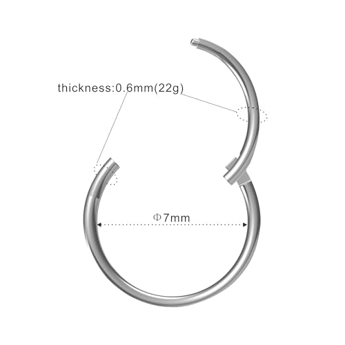 22G/20G Titanium Hinged Clicker Nose Ring Sleeper Piercing Hoop