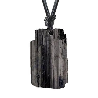 Natural Raw Crystal Necklace for Women Irregular Stone Necklaces Spiritual Gemstone Pendant with Adjustable Rope - color: A-Black Tourmaline