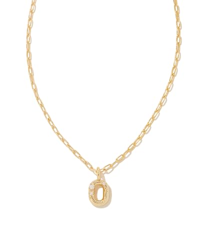 Kendra Scott Crystal Letter Short Pendant Necklace, Fashion Jewelry for Women - color: Letter O (GOLD-PLATED)
