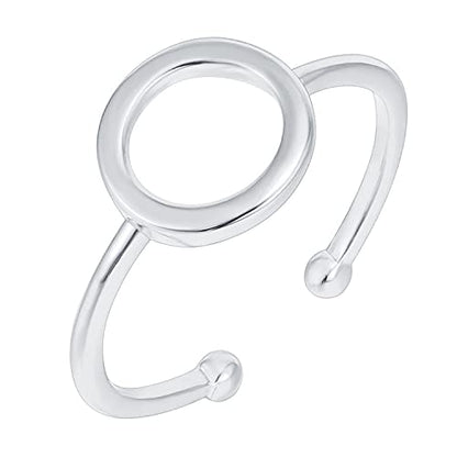 PAVOI 14K Gold Karma Open Circle Ring | Gold Plated Adjustable Rings for Women | Stackable Rings - color: White Gold