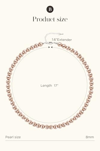 BABEYOND Round Imitation Pearl Necklace Wedding Pearl Necklace for Brides - color: Apricotn, size: 8mm