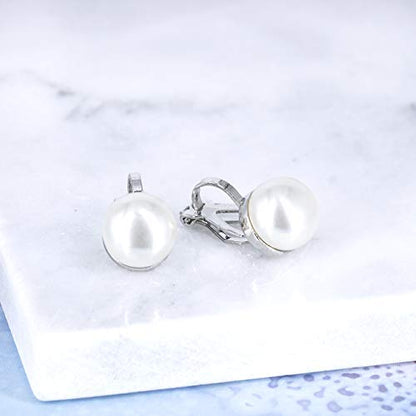 YOQUCOL Simulated Freshwater Pearl Clip On Earrings Not Pierced Elegant Stud Jewelry For Women - color: 10MM-White