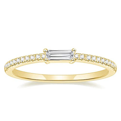 TIGRADE 1.5mm Eternity Ring Baguette Cubic Zirconia Anniversary Ring CZ Pave Wedding Band for Women Size 3-12 - color: Gold