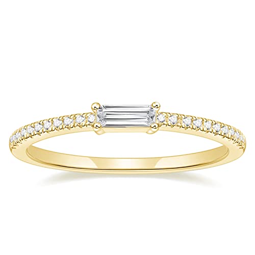 TIGRADE 1.5mm Eternity Ring Baguette Cubic Zirconia Anniversary Ring CZ Pave Wedding Band for Women Size 3-12 - color: Gold