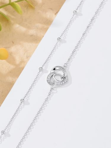 Dorunmo Initial Anklet 925 Sterling Silver Letter A-Z Layered Heart Anklet Beach Jewelry Birthday Gifts for Women - color: Q