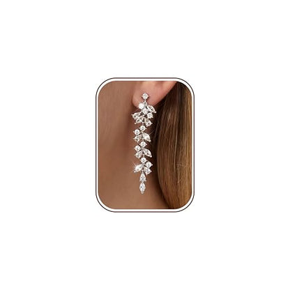 Florideco Silver Plated Clip On Earrings Wedding Dangle Earrings for Women - color: S-Teardrop