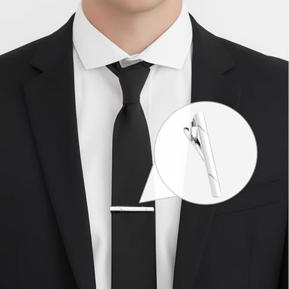 Erioctry Mens Stainless Steel Tie Clips Minimalist Necktie Tie Bar Clasp Clip Clamp Pins Best Gift For Men Business Party Wedding Best Gift and Daily Life - color: Silver