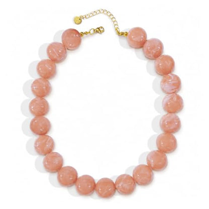 Colorful Chunky Beaded Necklaces for Women Trendy Large Bead Statement Necklace Boho Resin Bead Choker Summer Beach Jewelry Gifts Accessories - color: Peach Nude