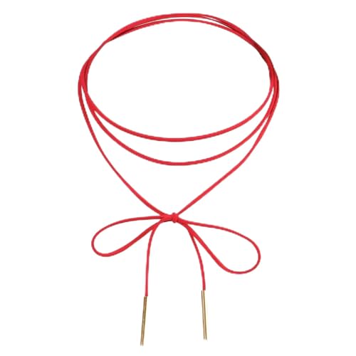 Coiris 6 Pcs Bow Choker Necklace for Women Velvet Gothic Punk Tie Choker Sexy Long Wrap Rope Collar - color: Red
