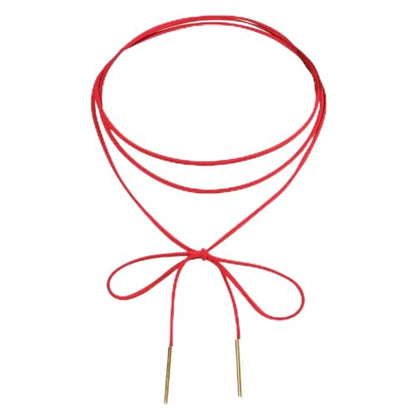 Coiris 6 Pcs Bow Choker Necklace for Women Velvet Gothic Punk Tie Choker Sexy Long Wrap Rope Collar - color: Red