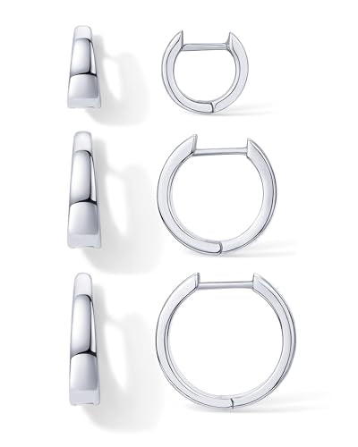 PAVOI 18K Gold Plated Small Hoop Earrings for Women, Earrings Piercing Pack | Hypoallergenic Earrings with 925 Sterling Silver Posts, Trendy Geometric Chunky Huggie Hoop Earrings - style: Wide