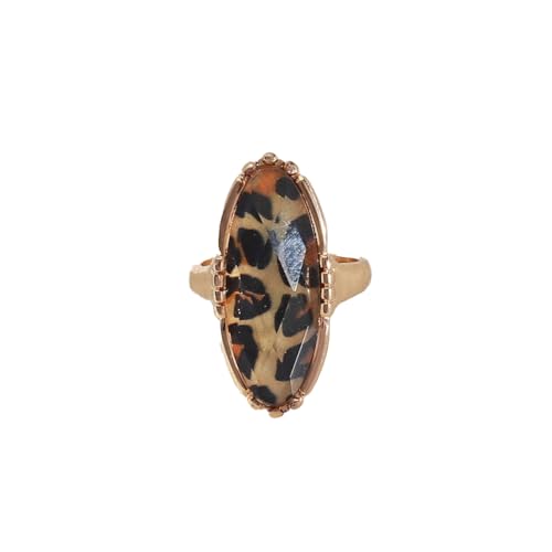 PLOUTOS Elegant Vintage Oval stone Statement Ring for Women Gold Tone Beaded Edge Cocktail Style Gift Party Jewelry Fashion Glamorous - color: Gold B
