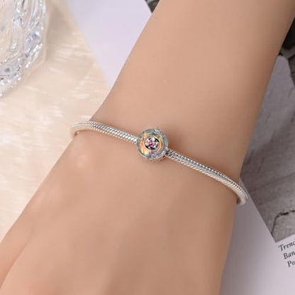 KUNSIR Charms Beads fits Pandora Charm bracelets for Woman 925 Sterling Silver Dangle Pendant Bead Jewelry Beads Gifts Happy Birthday Charms for Women Bracelet&Necklace - style: Lotus Flower Beads