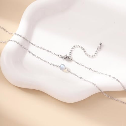 RZKING Silvery Necklace for Women, Gifts for Friend Mom Daughter Teacher - style: Moonstone