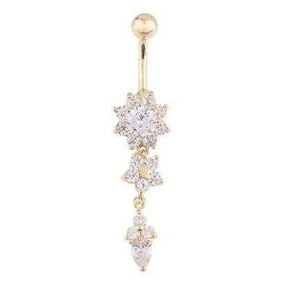 Start Crystal Rhinestone Ring Body Dangle Ball Belly Button Navel Ring (Silver)