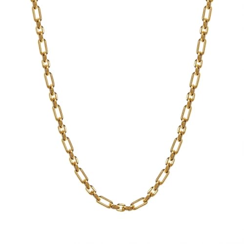 Paperclip Chain Necklace for Women, Dainty Layering Necklace, Minimalist Everyday Jewelry Gift for Her - color: Yellow Gold