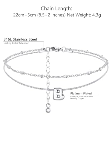 ChainsProMax Initial Ankle Bracelets for Women, Waterproof Anklets Bracelet Adjustable Summer Beach Women Foot Jewelry, Stainless Steel/Gold Plated-Send Gift Box/Letter A-Z - color: Steel-B